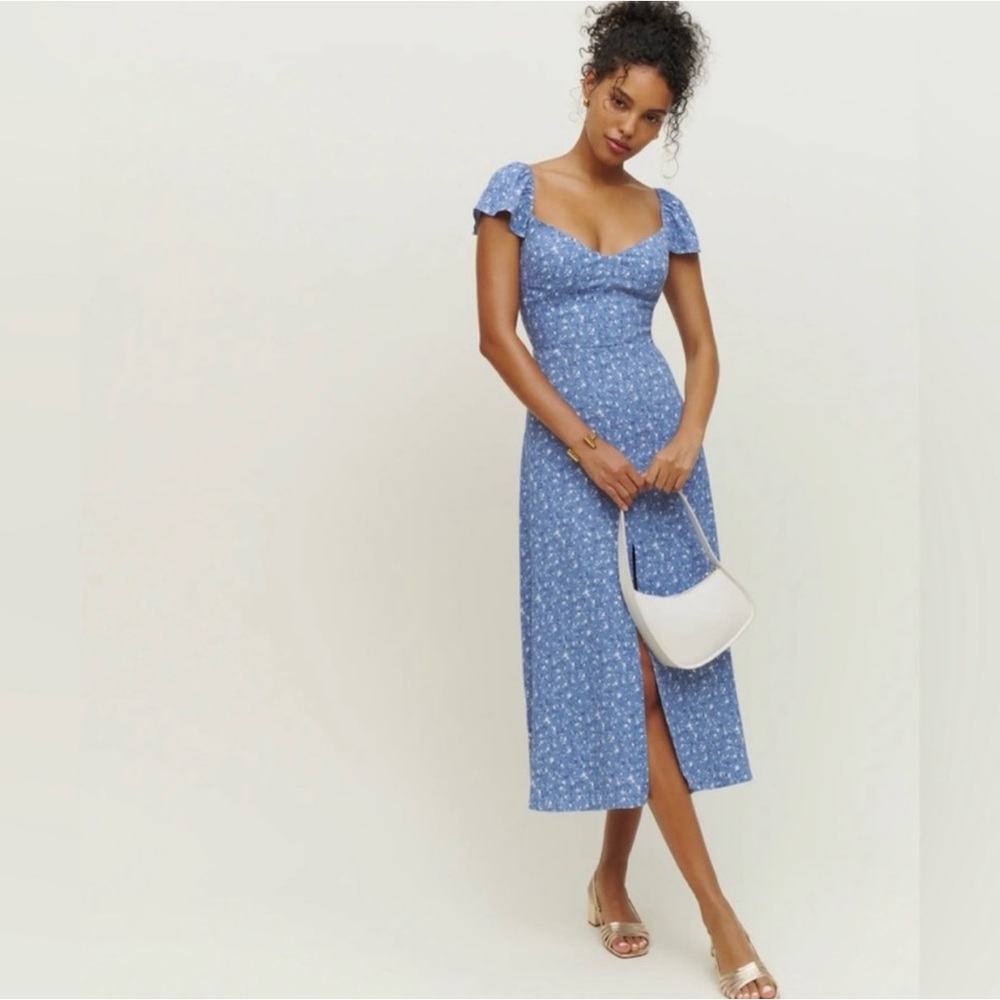 Reformation Blue Floral Dress